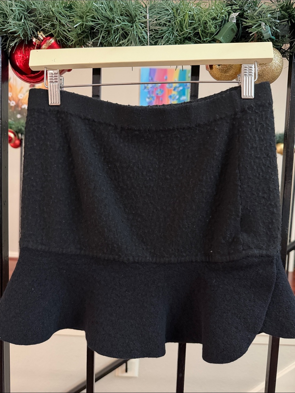 Banana Republic Black Ruffled Knit Mini Skirt